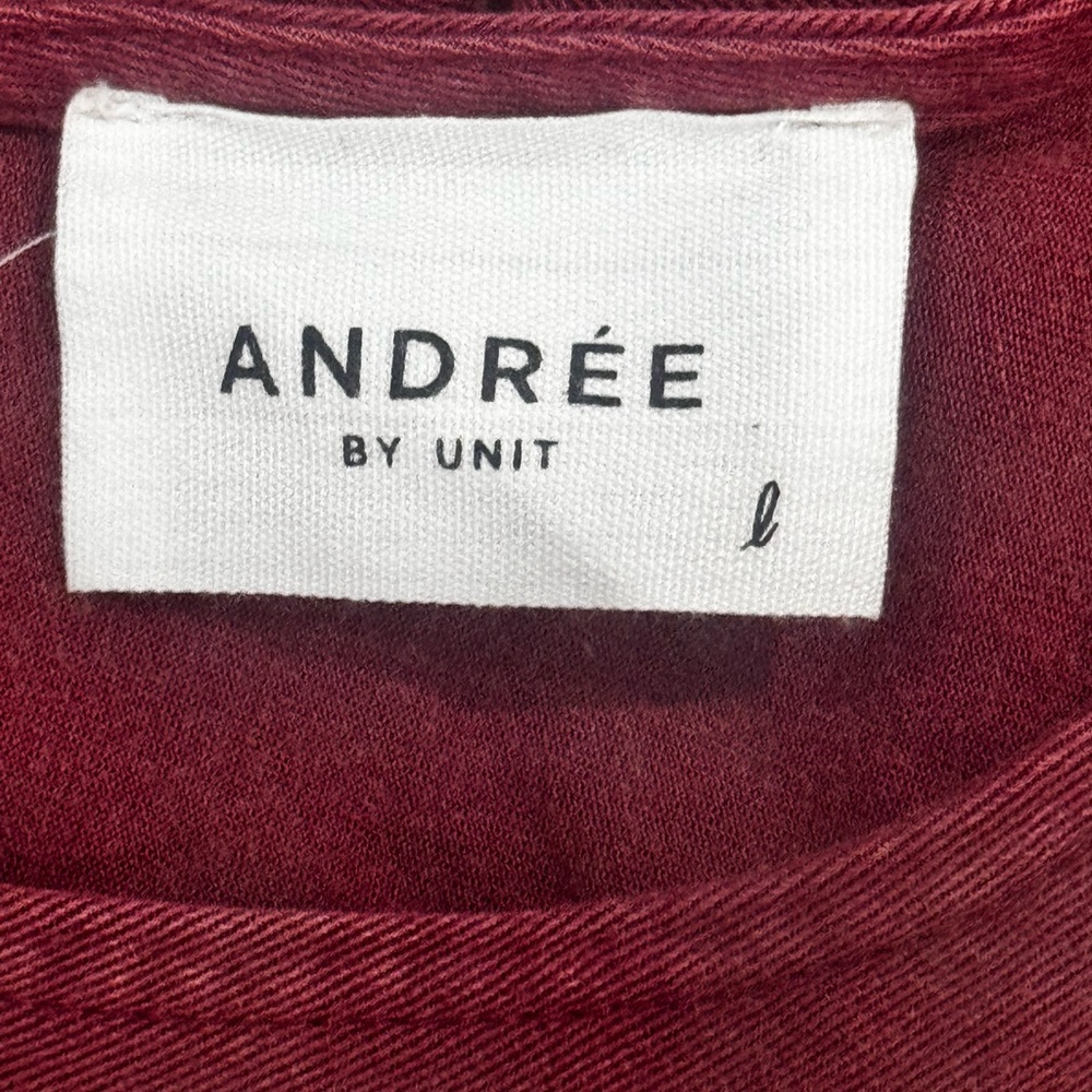 ANDREE BY UNIT Oversized Fringe Sleeve Rayon Boho Blouse Wine Large - Picture 6 of 8
